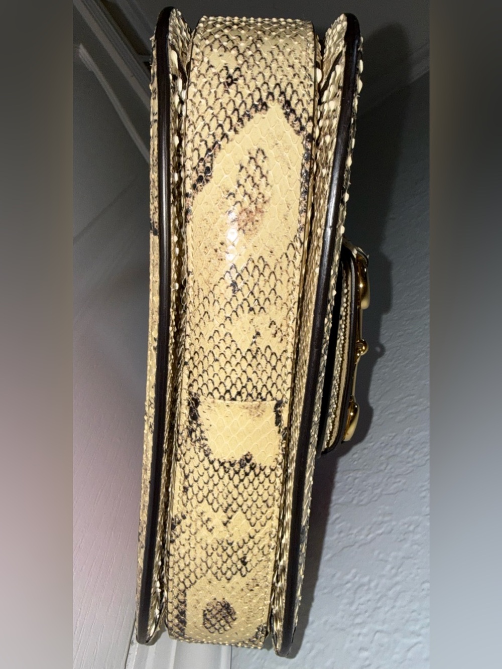 Rare Gucci Limited Edition Horsebit 1955 Blush Pink Leather&Python Crossbody Bag - Picture 12 of 15